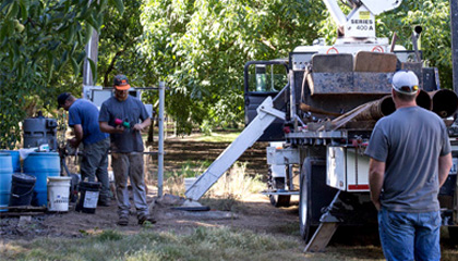 Large drilling rig operated by North State Drilling at a well construction site