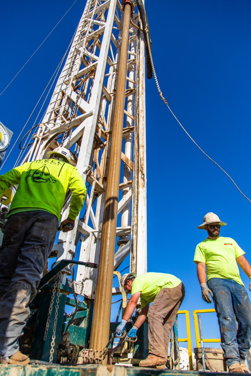 A powerful drilling rig operated by North State Drilling for deep well construction